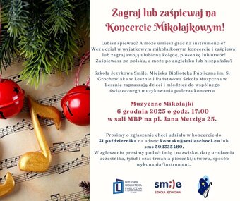 Zagraj lub zaśpiewaj na Koncercie Mikołajkowym!